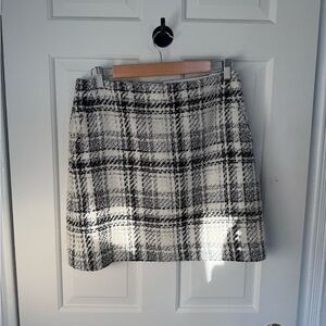 LOFT Black and White Plaid Mini Skirt